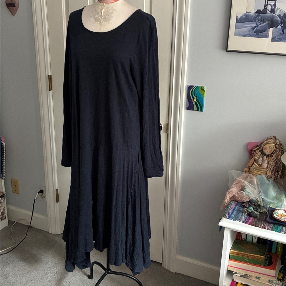 Chalet Blue Long Sleeve Flowy Swing Dress